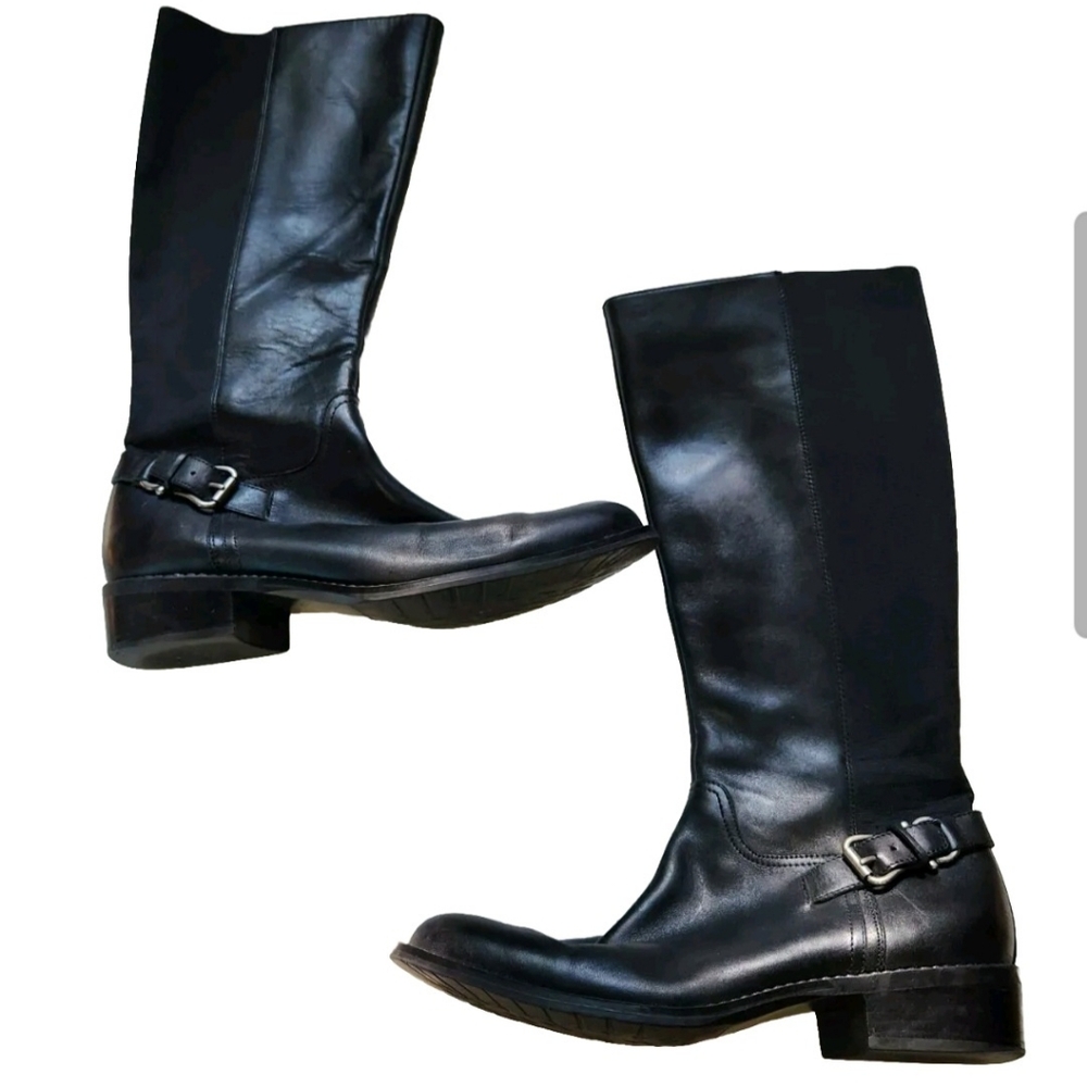 Women's Black Knee High Faux Leather Boots Size 9M